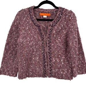 Cynthia Steffe Cardigan Sweater Large Pink Hook and‎ Eye Boho Artsy